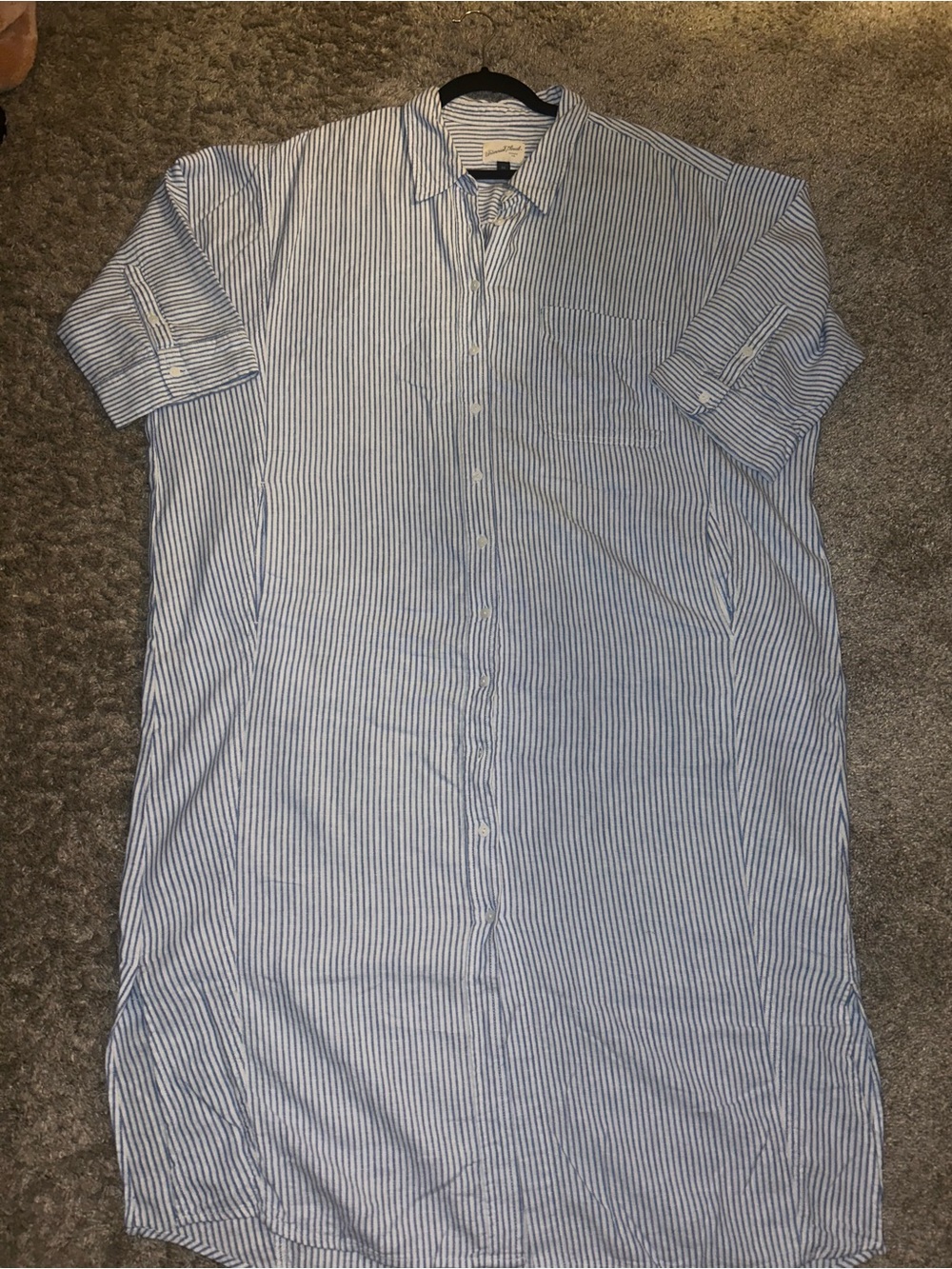 Universal Thread Blue and White Striped Midi Shirt Dress